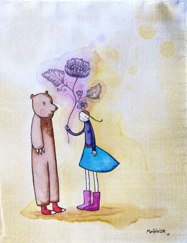 "Apprivoises-moi", peinture sur soie, 8" x 10", 2010