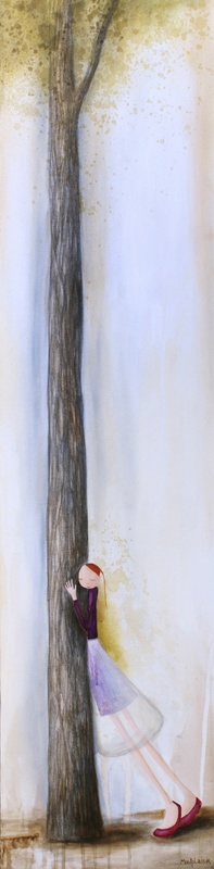 "Amouraciné", acrylique sur toile, 12" x 48", 2010
