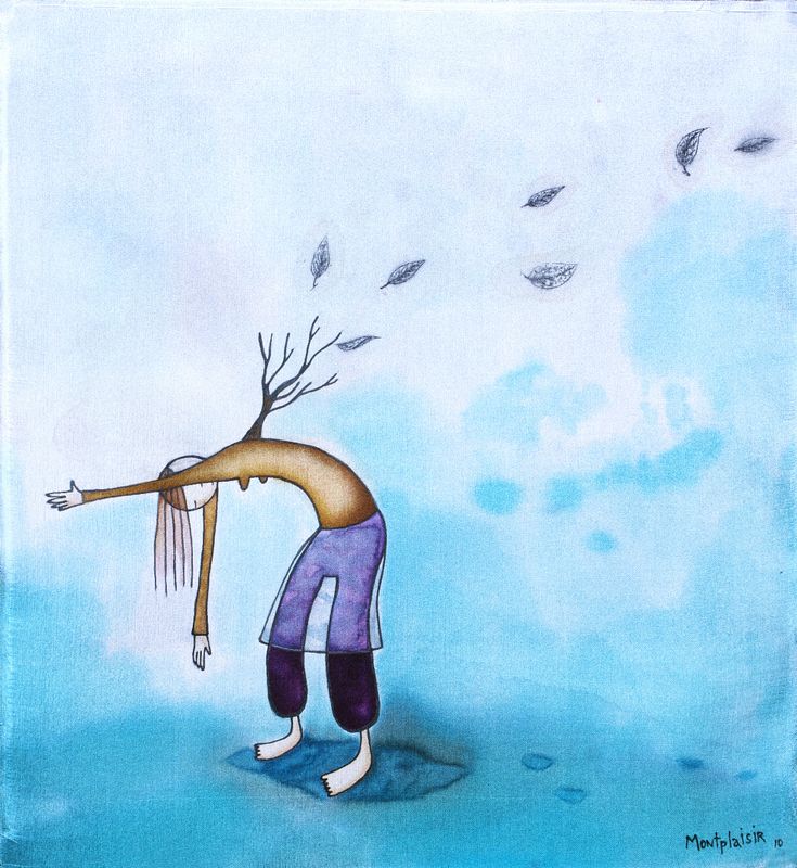"Mue automnale", peinture sur soie, 8,5" x 9", 2010