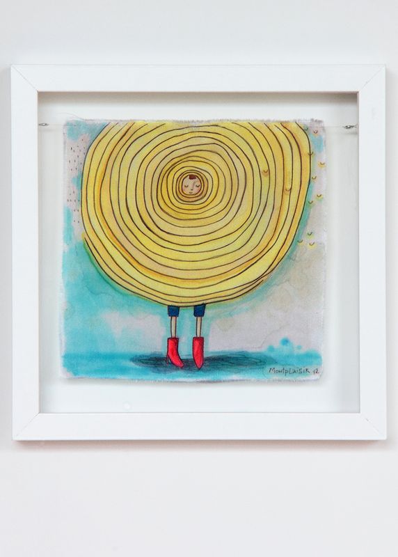 "Petit bonheur rayonnant", peinture sur soie, 7" x 7", 2012