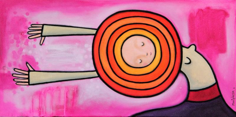 "Aura orange" ou "Je me sens orange", acrylique sur toile, 24" x 48", 2012